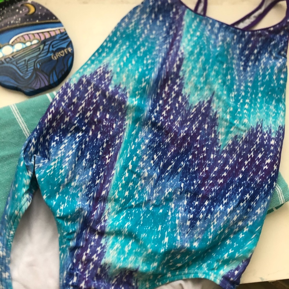 speedo galaxy blue and purple one piece swimsuit